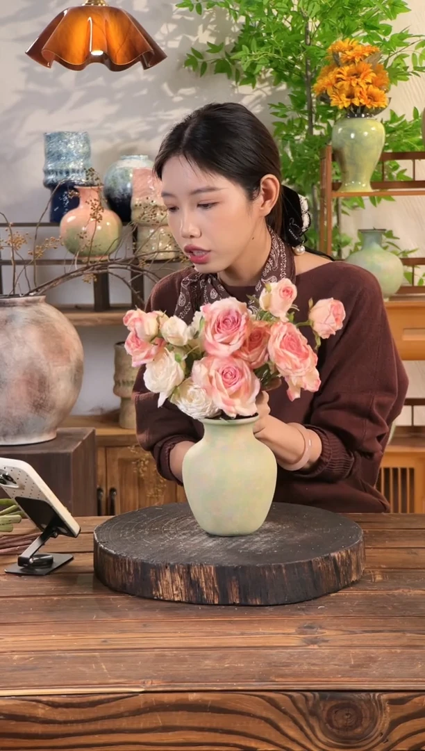 【苔点绿-胖肚瓶小号】 陶瓷花瓶