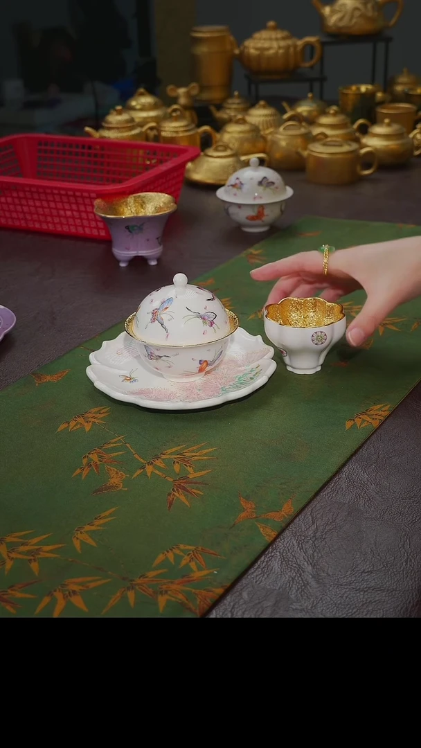 茶杯紫砂花****r【宜景窑珍珠白系列】