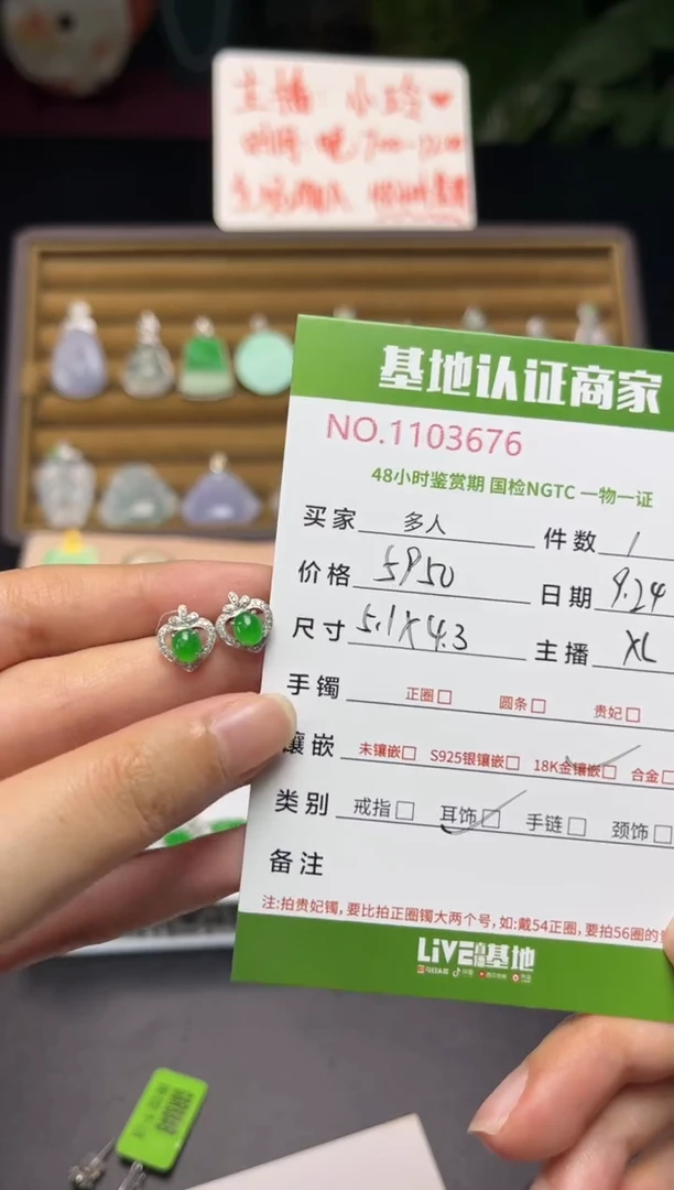18K金镶嵌翡翠耳饰多人