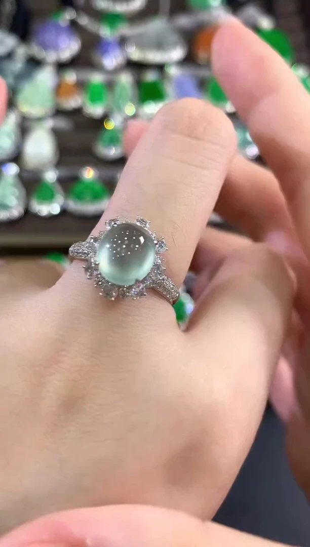 18K金镶嵌戒指翡翠d78