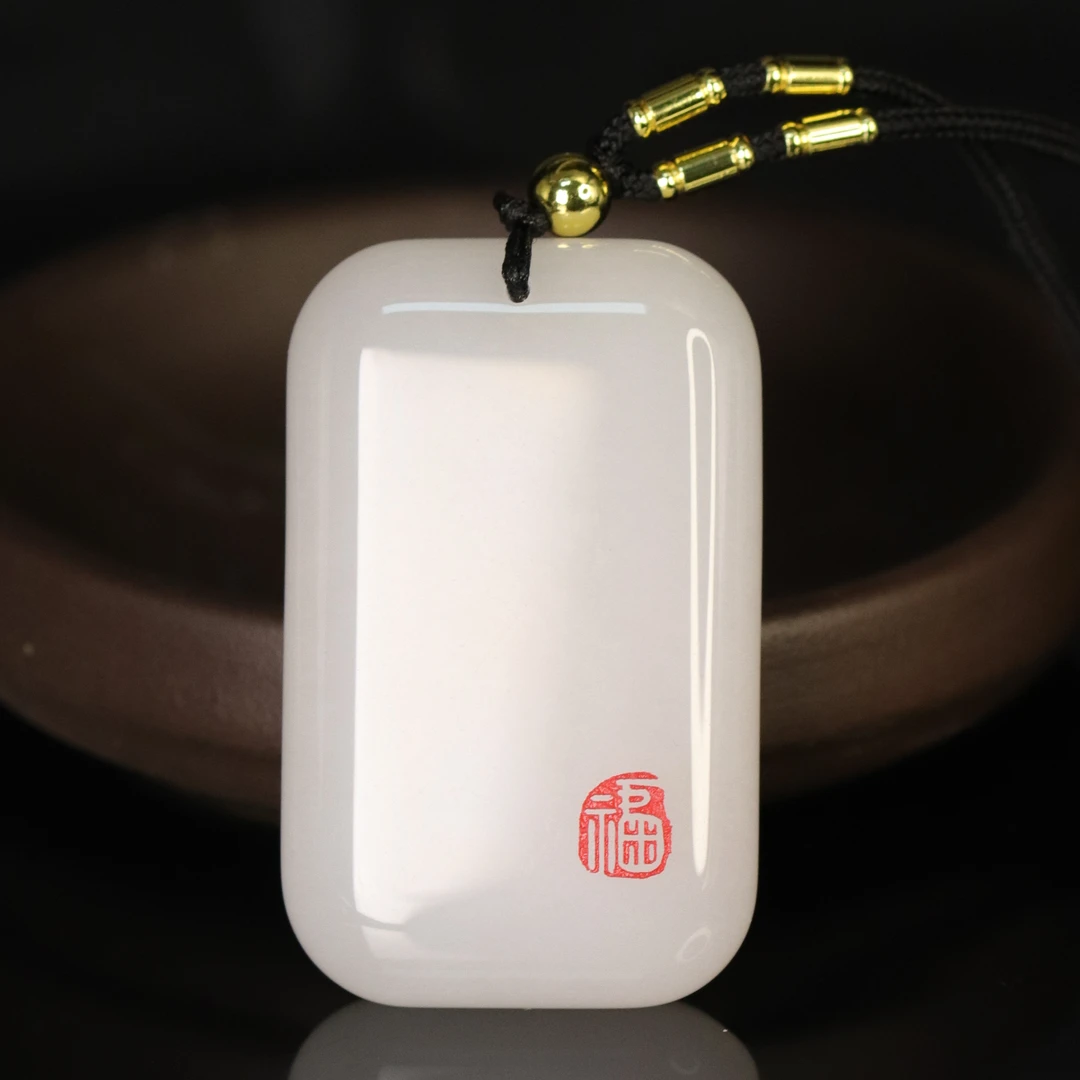 天然新疆玉石椭圆无事牌玉吊坠金丝玉颈饰平安扣玉石直播真品Y711