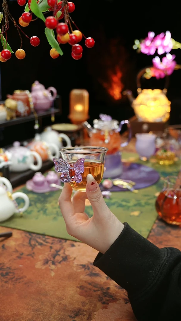 【闪购商品】紫色蝴蝶品茗杯60cc@@@@