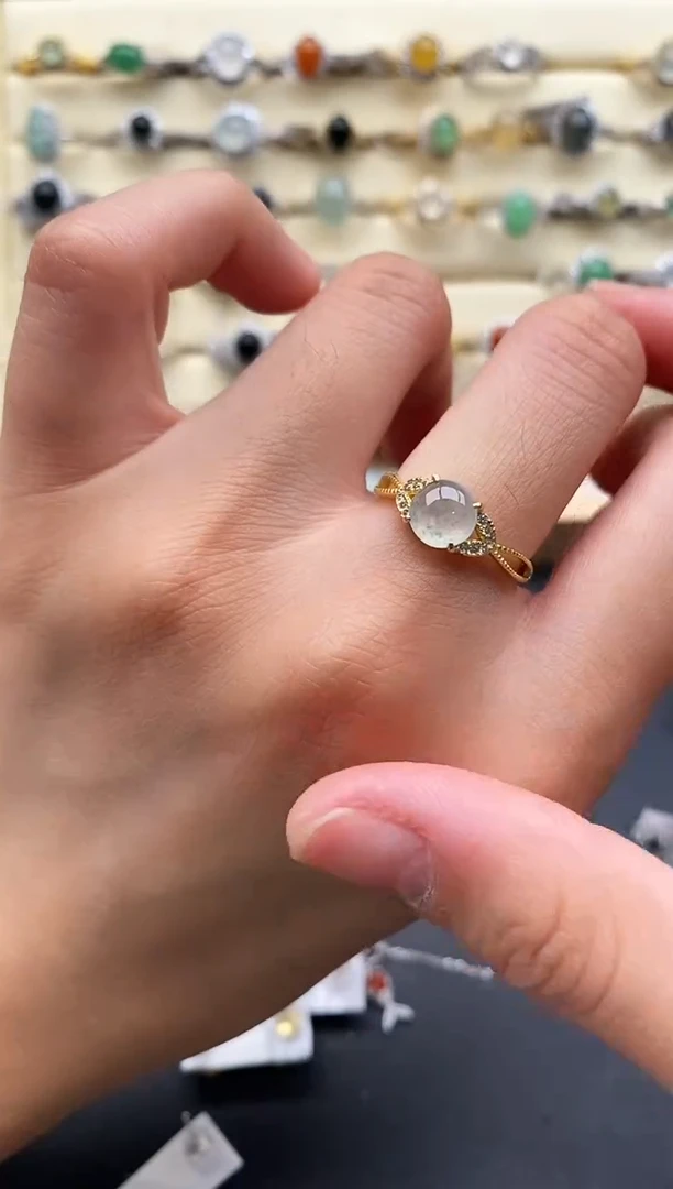 银S925镶嵌戒指翡翠222222+2