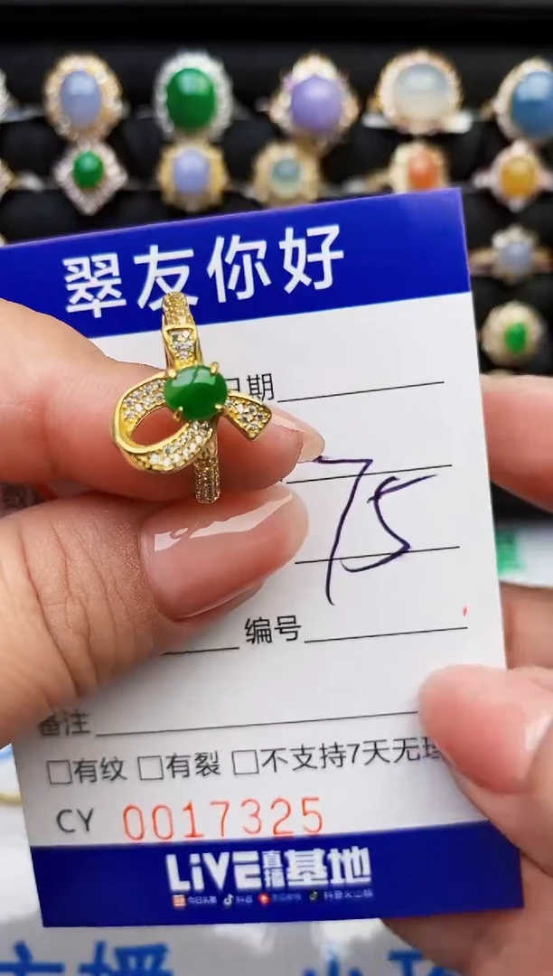 翡翠戒指银S925镶嵌17325