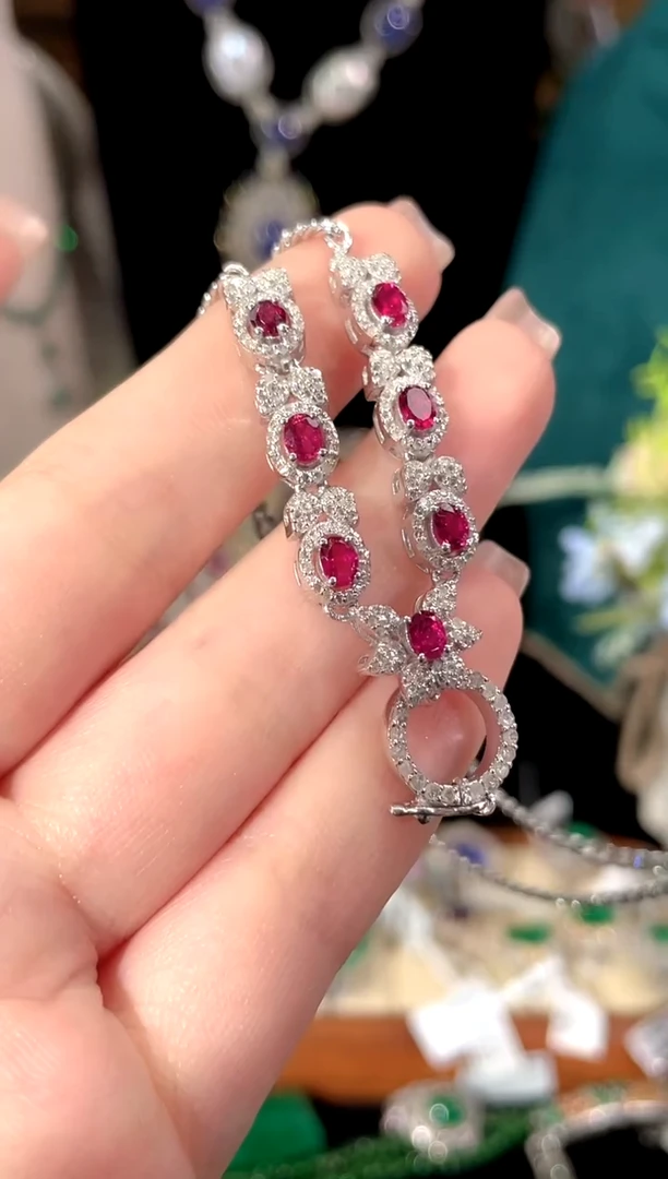 银S925镶嵌颈饰红宝石项链