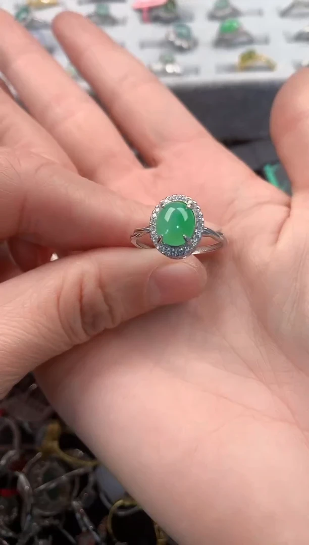 银S925镶嵌戒指翡翠777   7