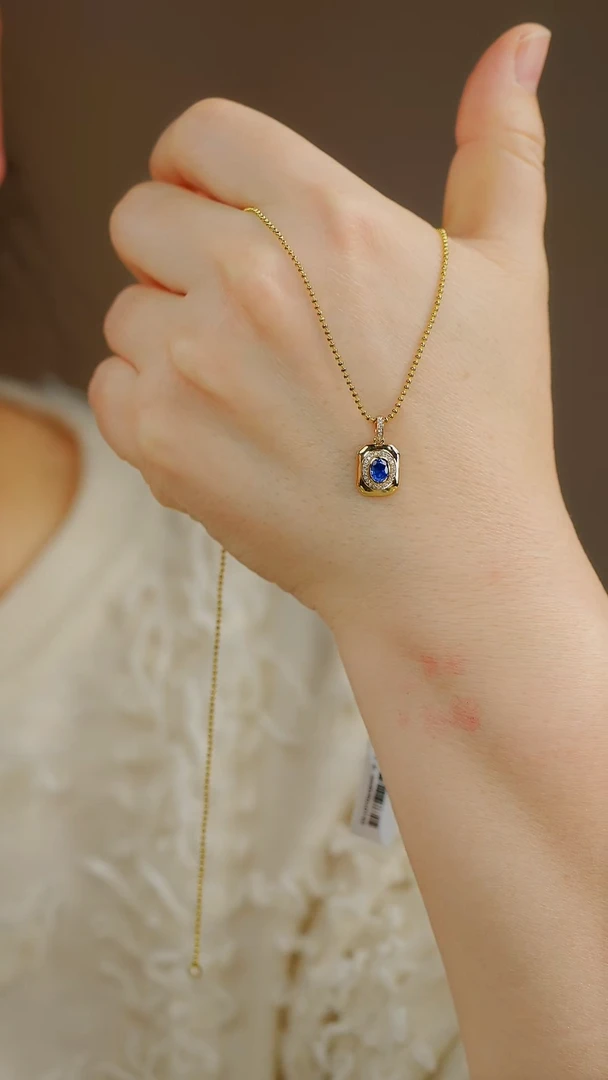 【闪购商品】蓝宝石颈饰18K金镶嵌吊坠