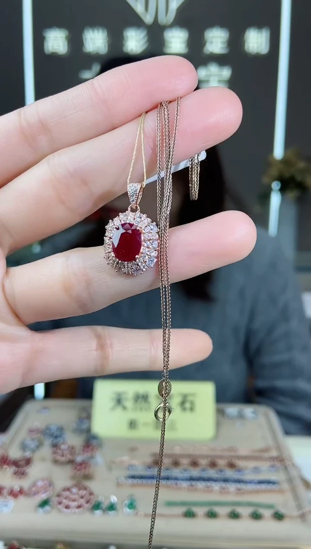 【闪购商品】红宝石颈饰银S925镶嵌颈饰