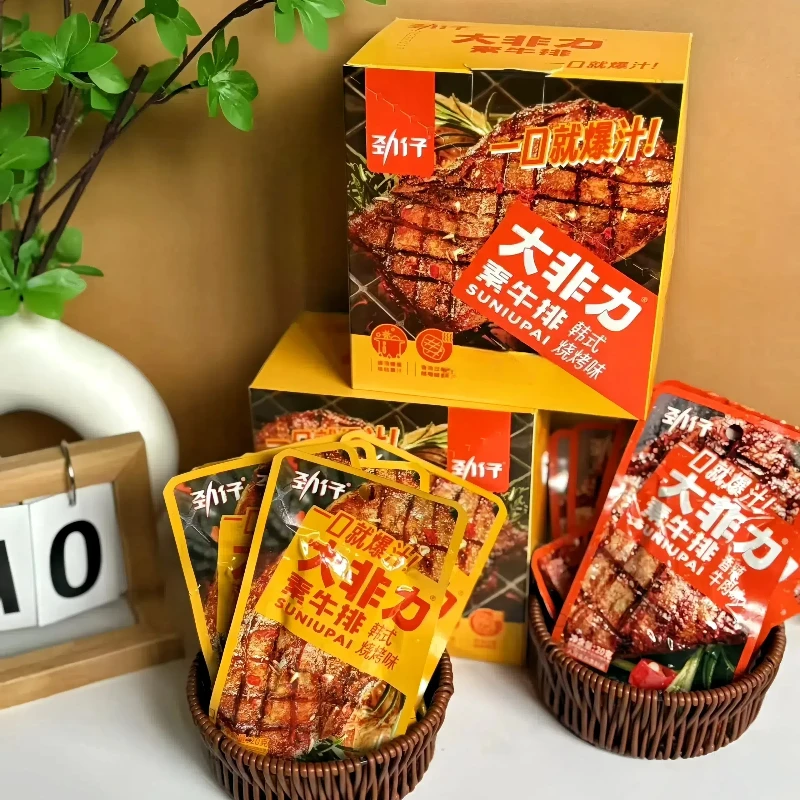 劲仔大菲力手撕素牛排韩式烧烤香辣牛肉麻辣味办公室解馋零食素肉