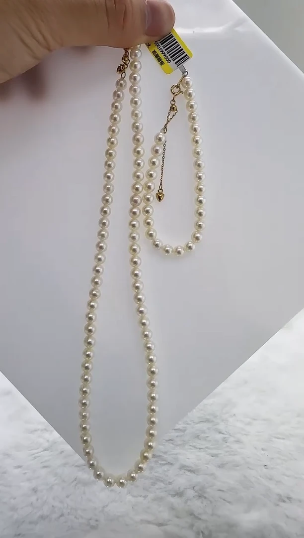 【闪购商品】海水珍珠DA银S925镶嵌ss199 羽皇金项链+手链6