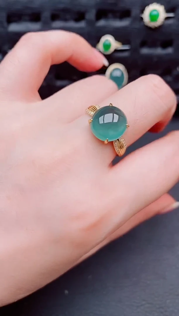 翡翠戒指银S925镶嵌天然a货翡翠192