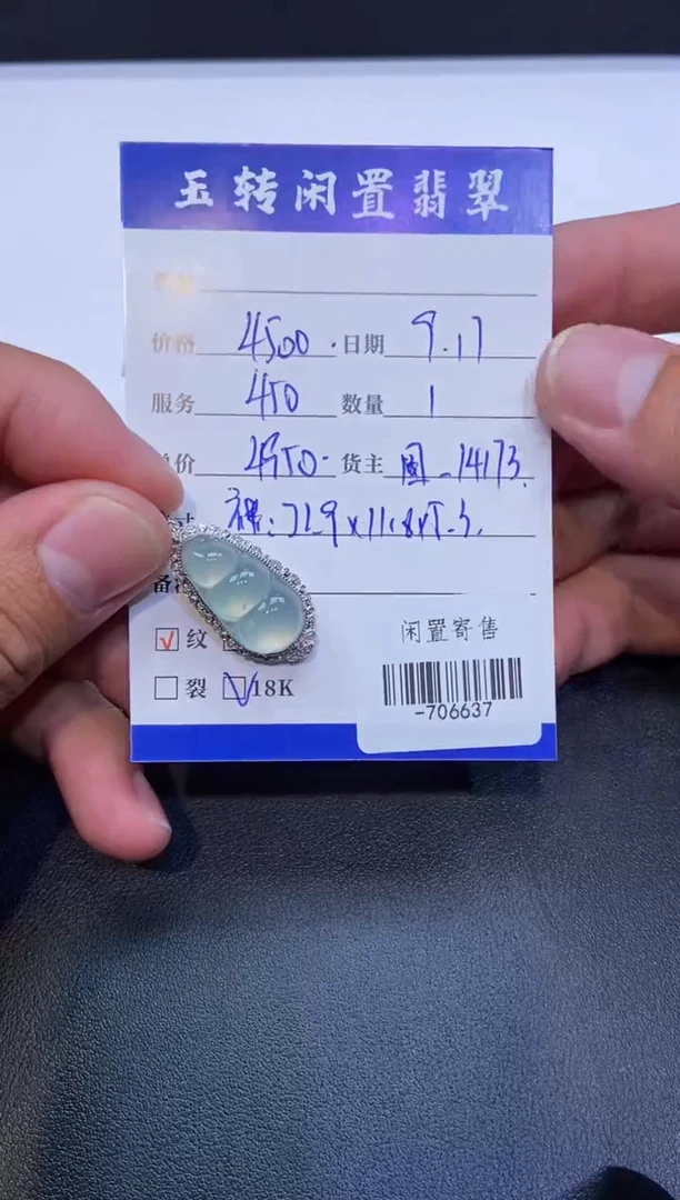 颈饰18K金镶嵌翡翠挂件多人-706637