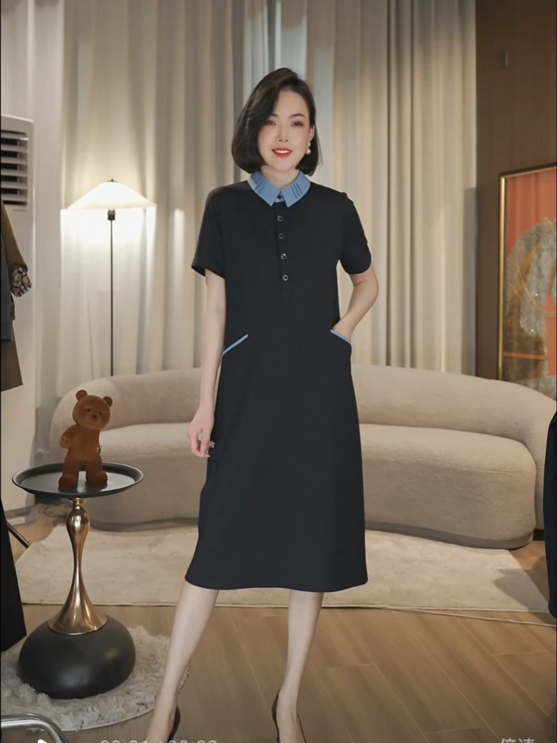 【冬姐】拼色领子连衣裙