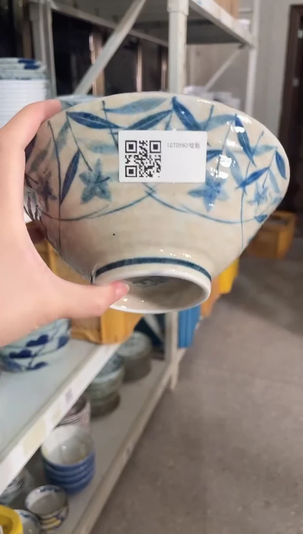 陶瓷黄泥桔梗7寸斗型碗 微瑕