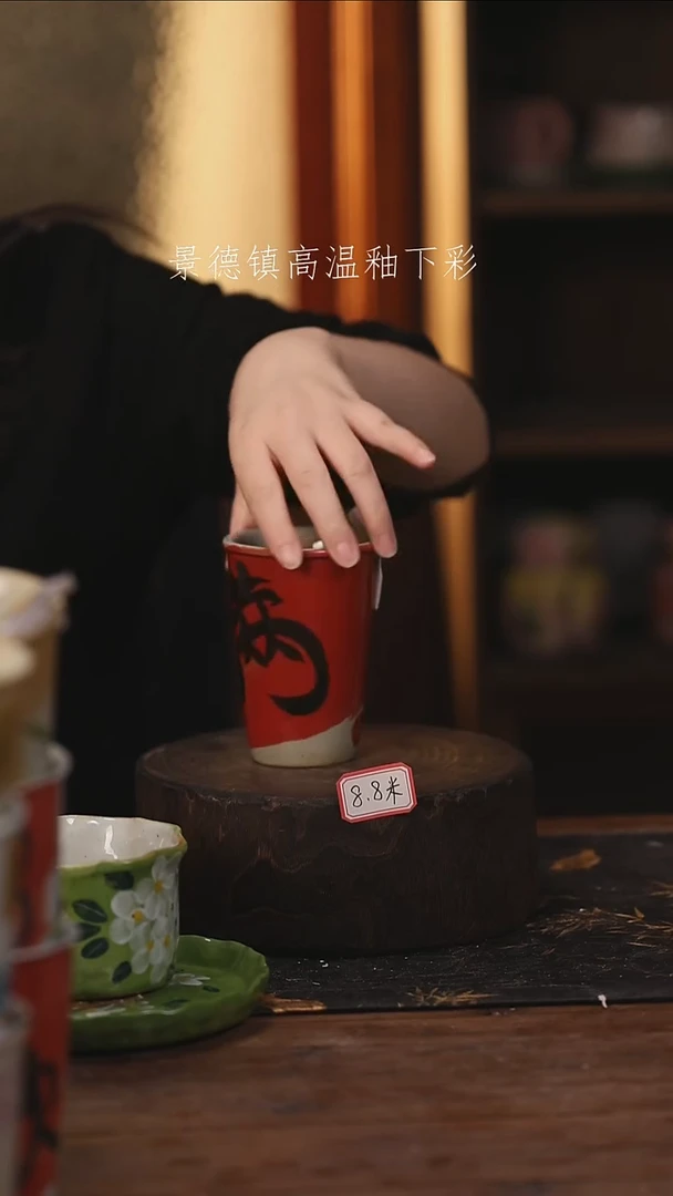 陶瓷景德镇高温釉下手绘陶瓷@L208@