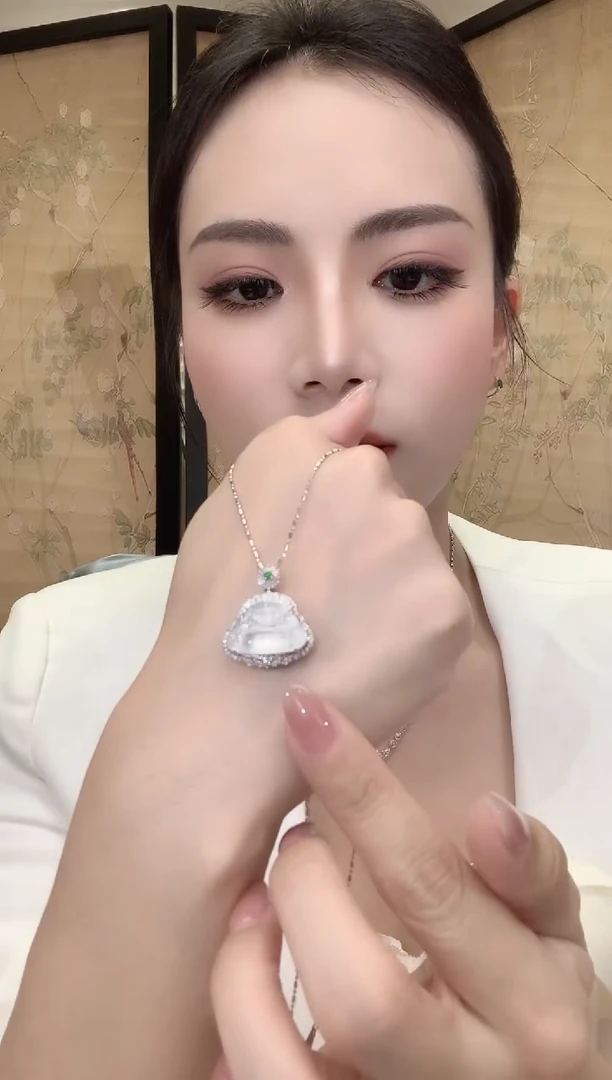 翡翠18K金镶嵌吊坠(不含链)A37