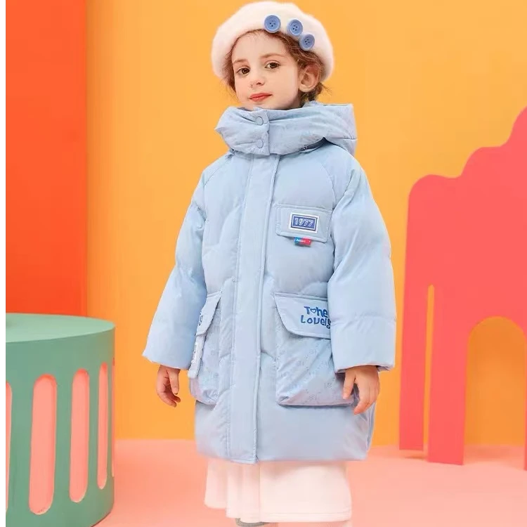 女童羽绒服儿童时尚连帽中长款加厚小童冬季洋气潮流中大童免洗