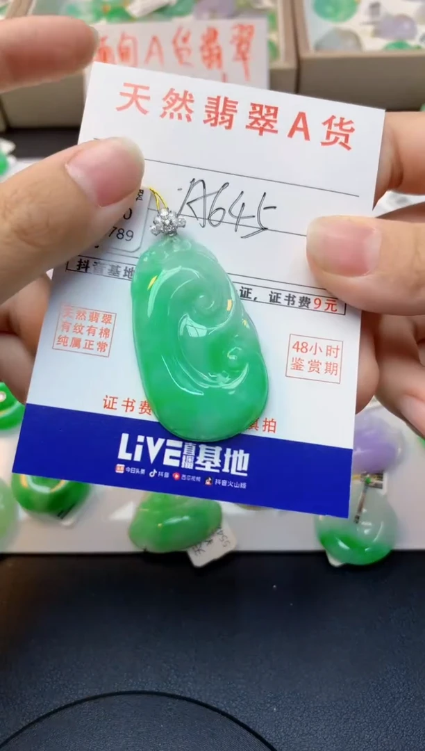 颈饰18K金镶嵌翡翠天然缅甸A货翡翠百元以上9元证书费自理