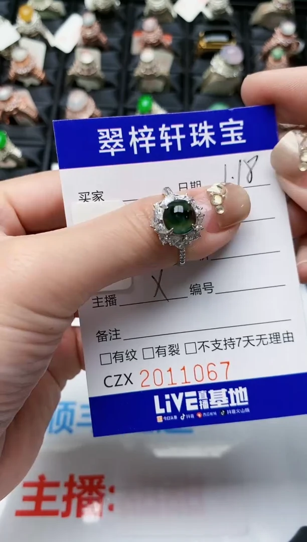 【闪购商品】翡翠戒指银S925镶嵌1067