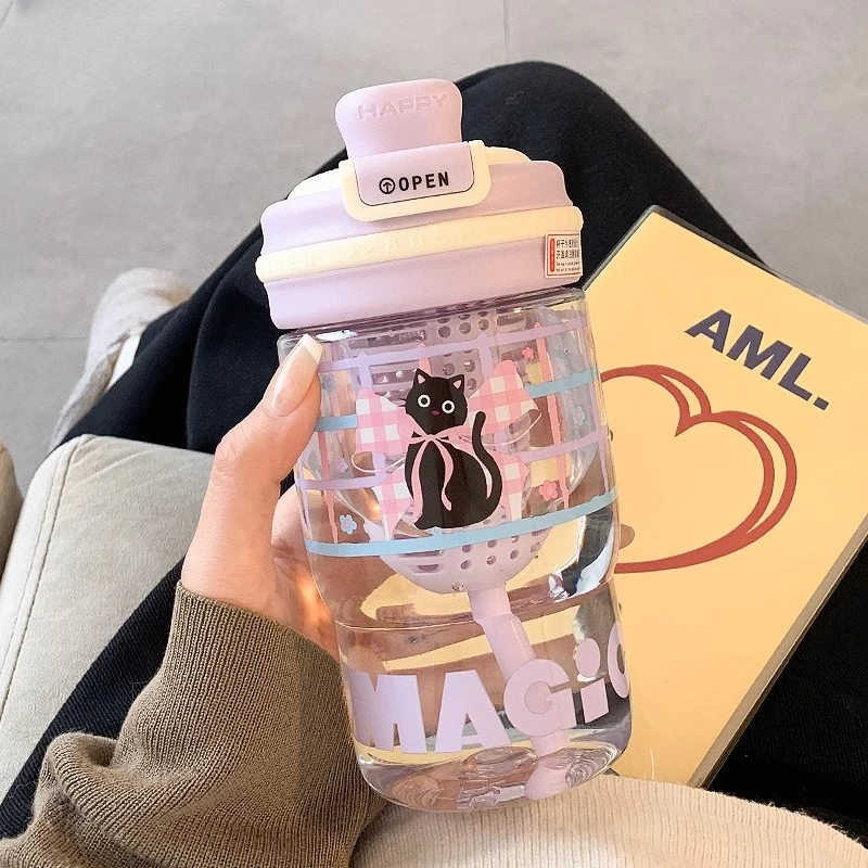 可爱水杯女生夏天高颜值双饮吸管咖啡随手杯学生新款茶水分离杯子