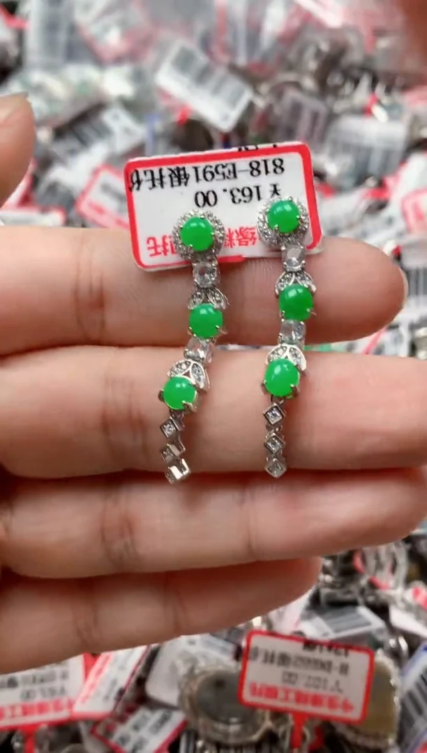 银S925镶嵌戒指翡翠天然A货缅甸翡翠