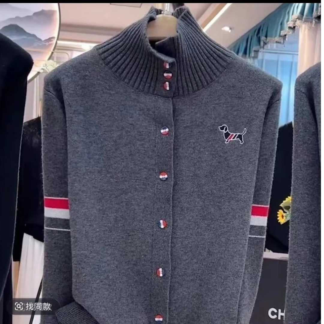 950【深灰 开衫小狗】早春秋2024新款外穿针织衫女