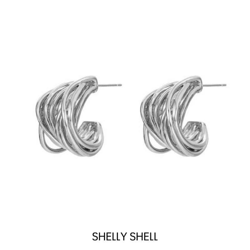 Shelly Shell 铜合金耳饰 多瑙河耳钉 设计气质简约