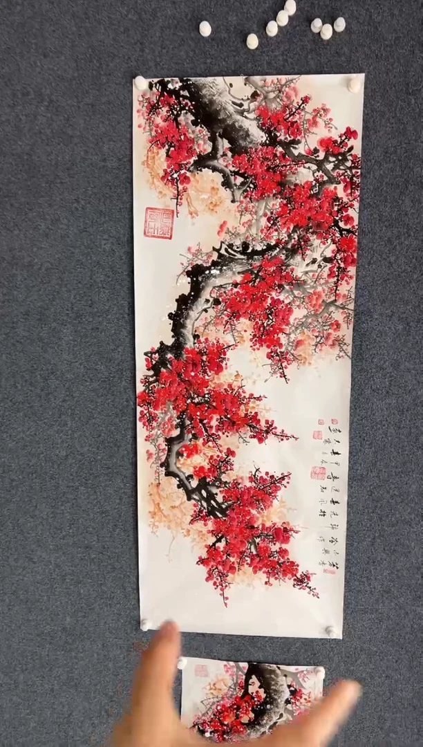 【闪购商品】国画王夫怀-小六尺横白宣红梅