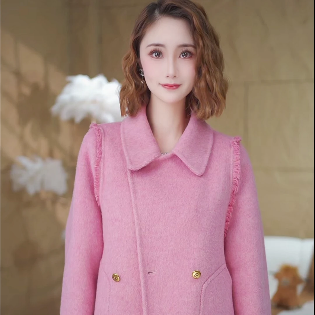 【刻遇】腰围短款甜美风冬季毛呢外套长袖F826-1
