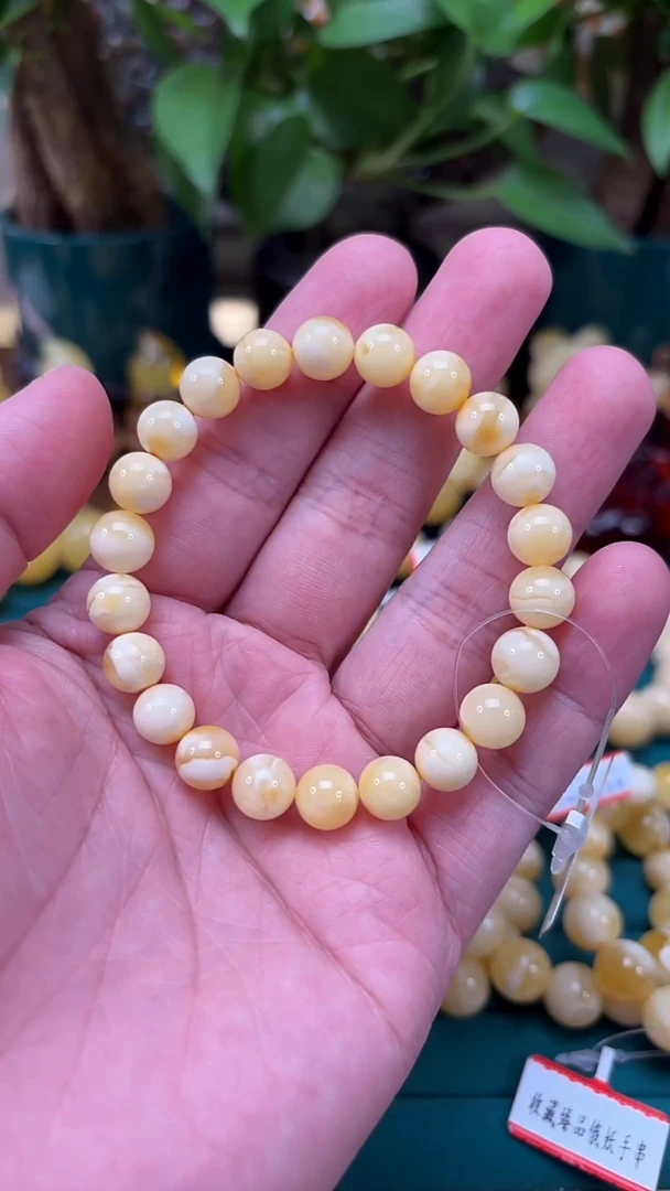 手链蜜蜡未镶嵌p49臻品浓白蜡手串 8.38克 8+mm