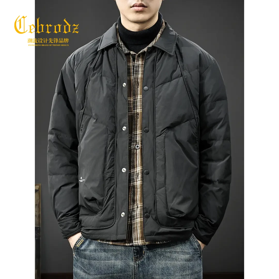 法国Cebrodz白鸭绒翻领羽绒服男保暖面包服外套潮上装潮流立领