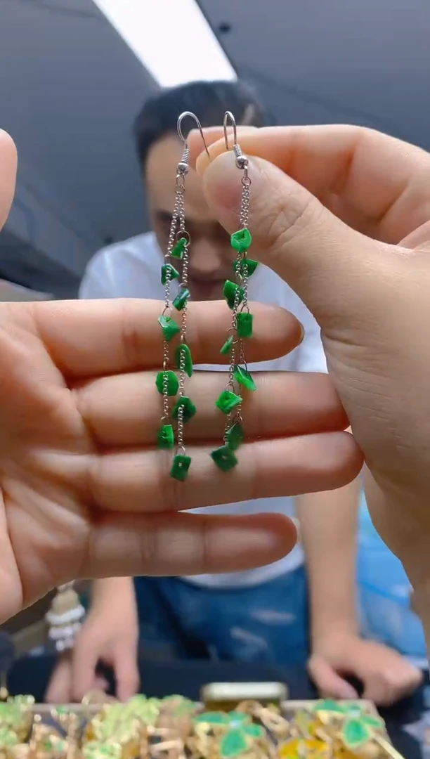 【闪购商品】翡翠耳饰银S925镶嵌0131翡翠耳钩