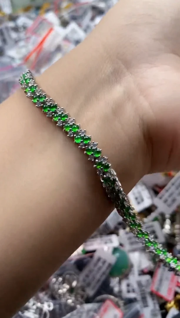 翡翠戒指银S925镶嵌1111---3+++