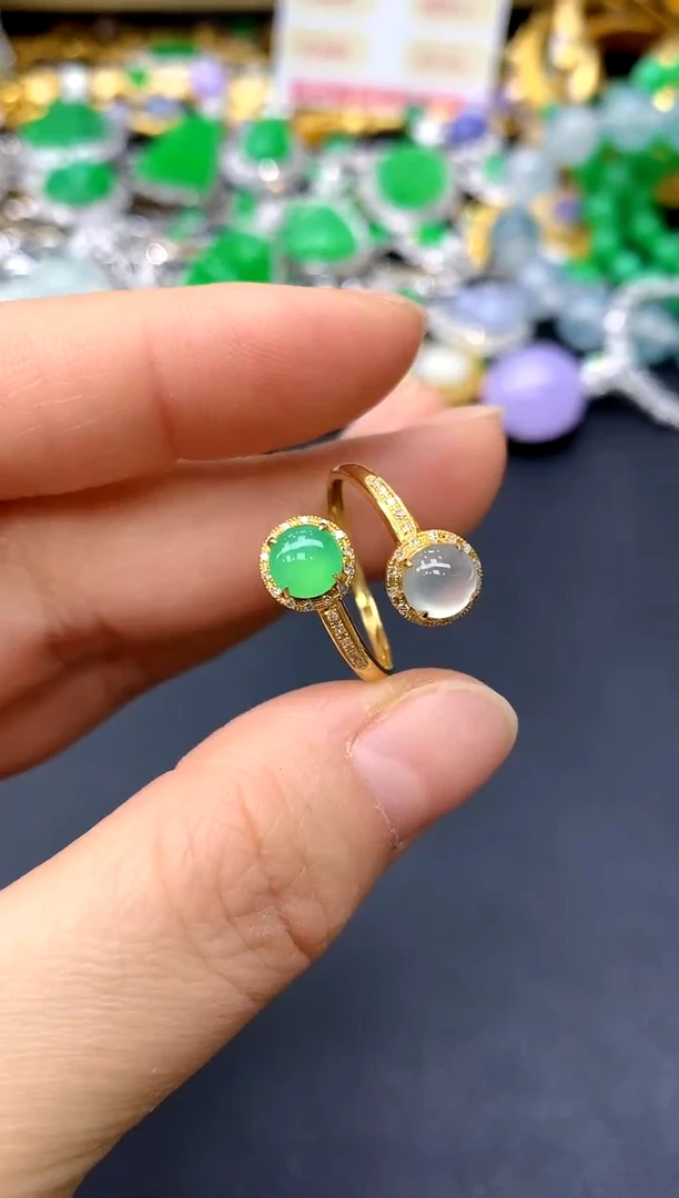 18K金镶嵌戒指翡翠407-中国好珍宝