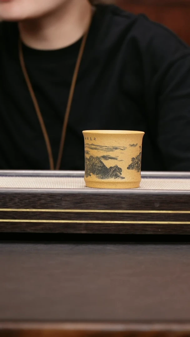 茶壶紫砂黄金段泥  山水杯