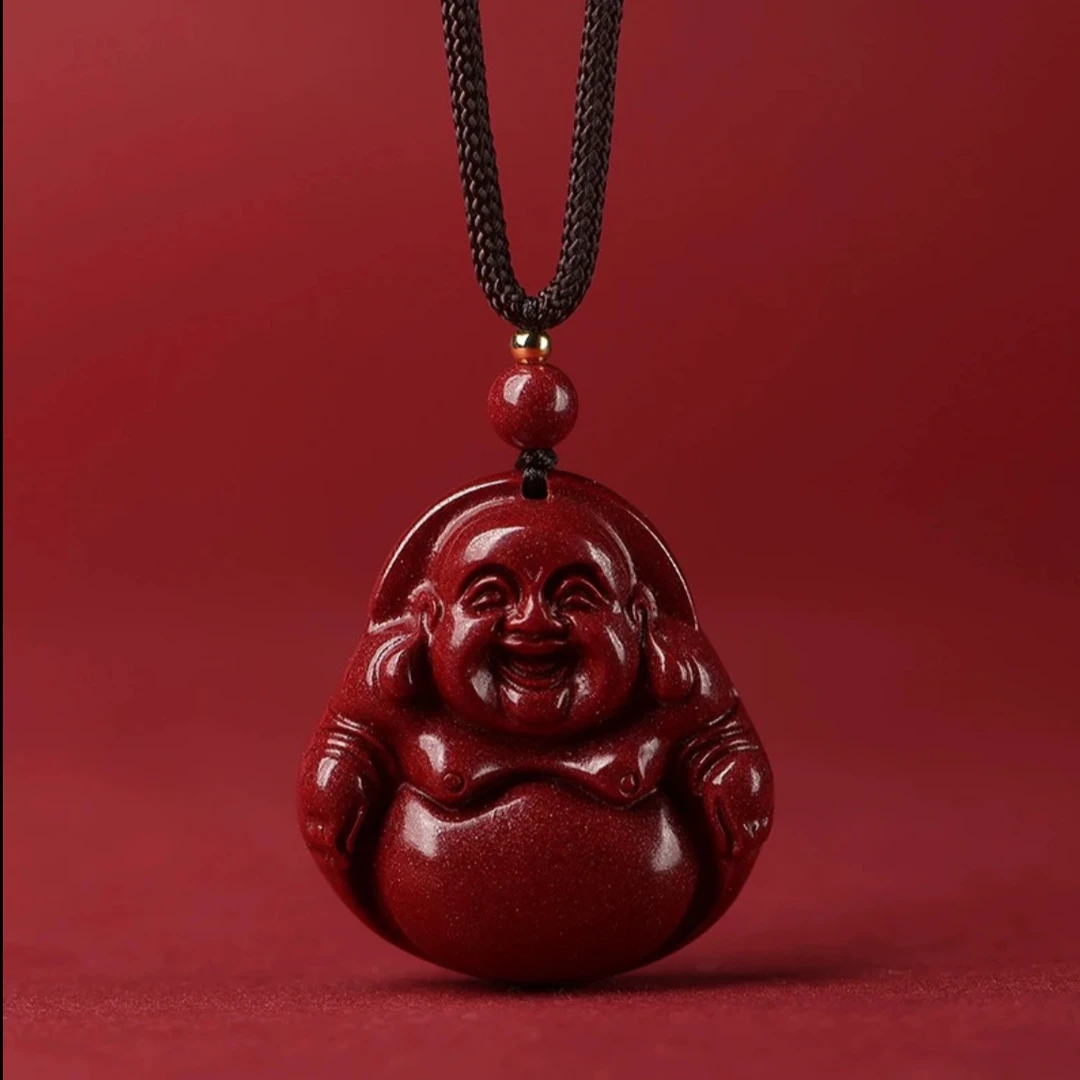 天然辰砂天然朱砂佛公 吊坠