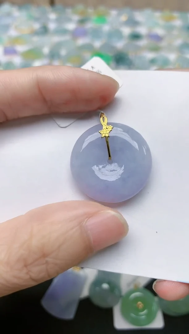 翡翠18K金镶嵌颈饰天然缅甸A货翡翠