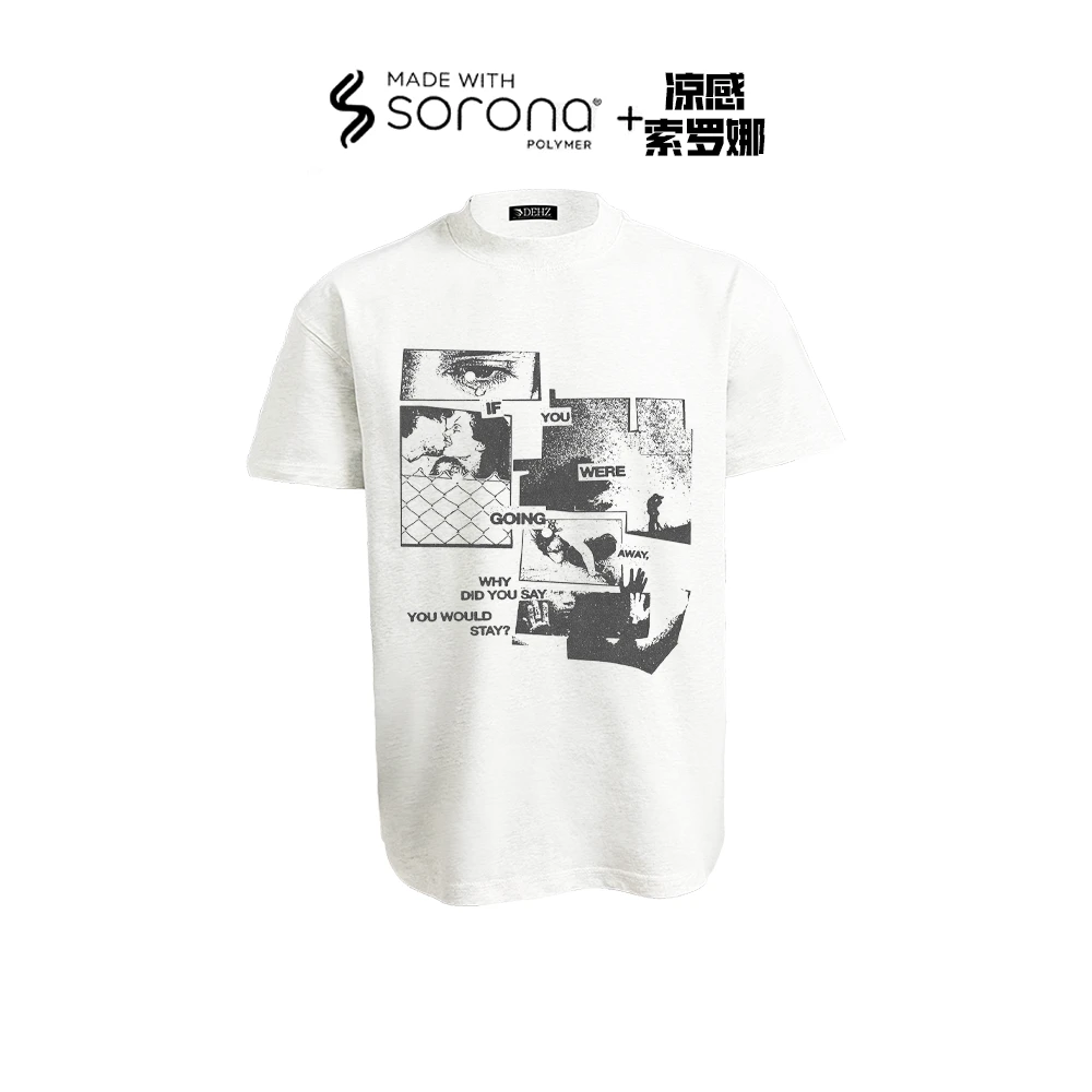 Dehz25SS"流浪"索罗娜cleanfit短款短袖t恤男冰感趣味标语夏季tee