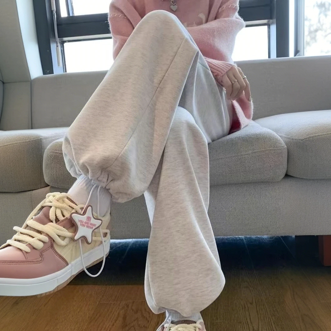 女士运动卫裤2025新款春夏爆款宽松直筒裤小个子高腰休闲阔腿裤子