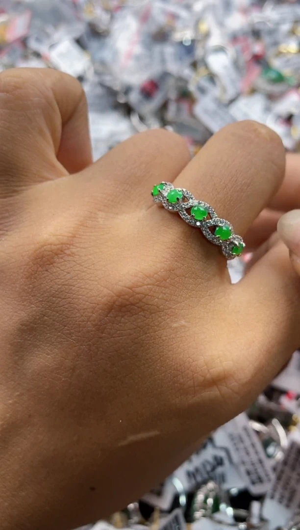 银S925镶嵌戒指翡翠999-----1