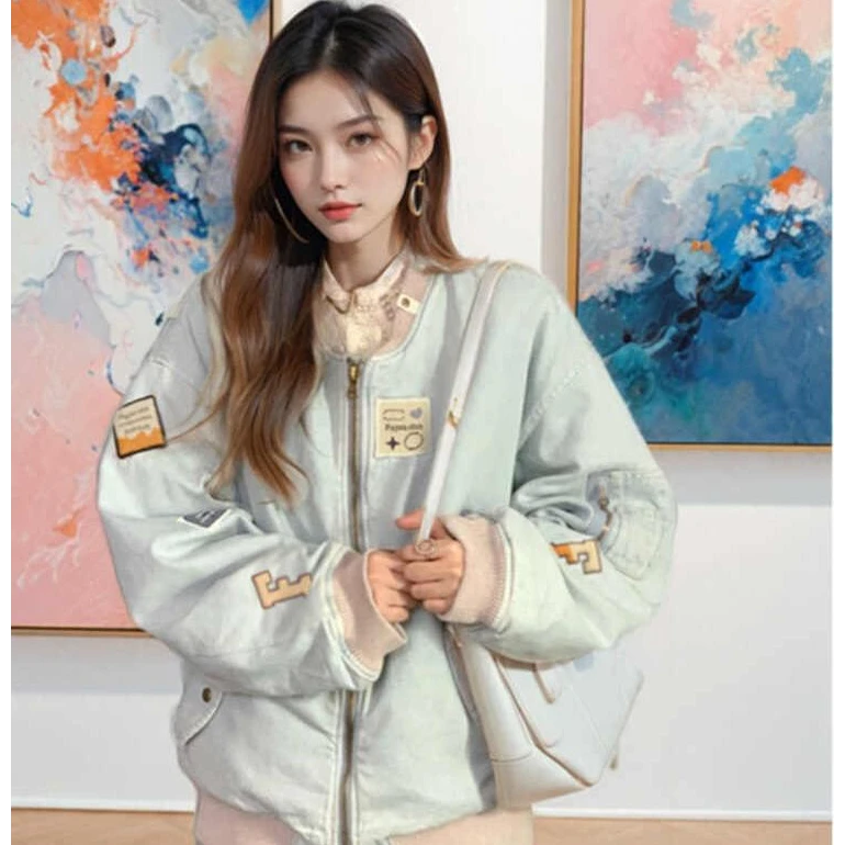 CaKm古着碎花棒球服外套女秋冬潮牌高级设计感小众夹克KBH290女士