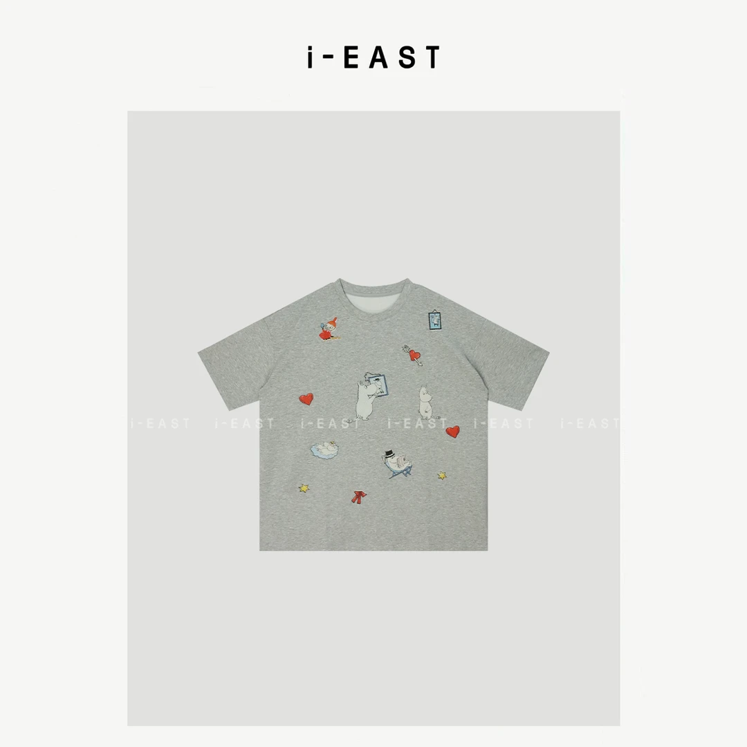 i-EAST QQ 小马画像~小马转圈可爱休闲短T-5C SY8339