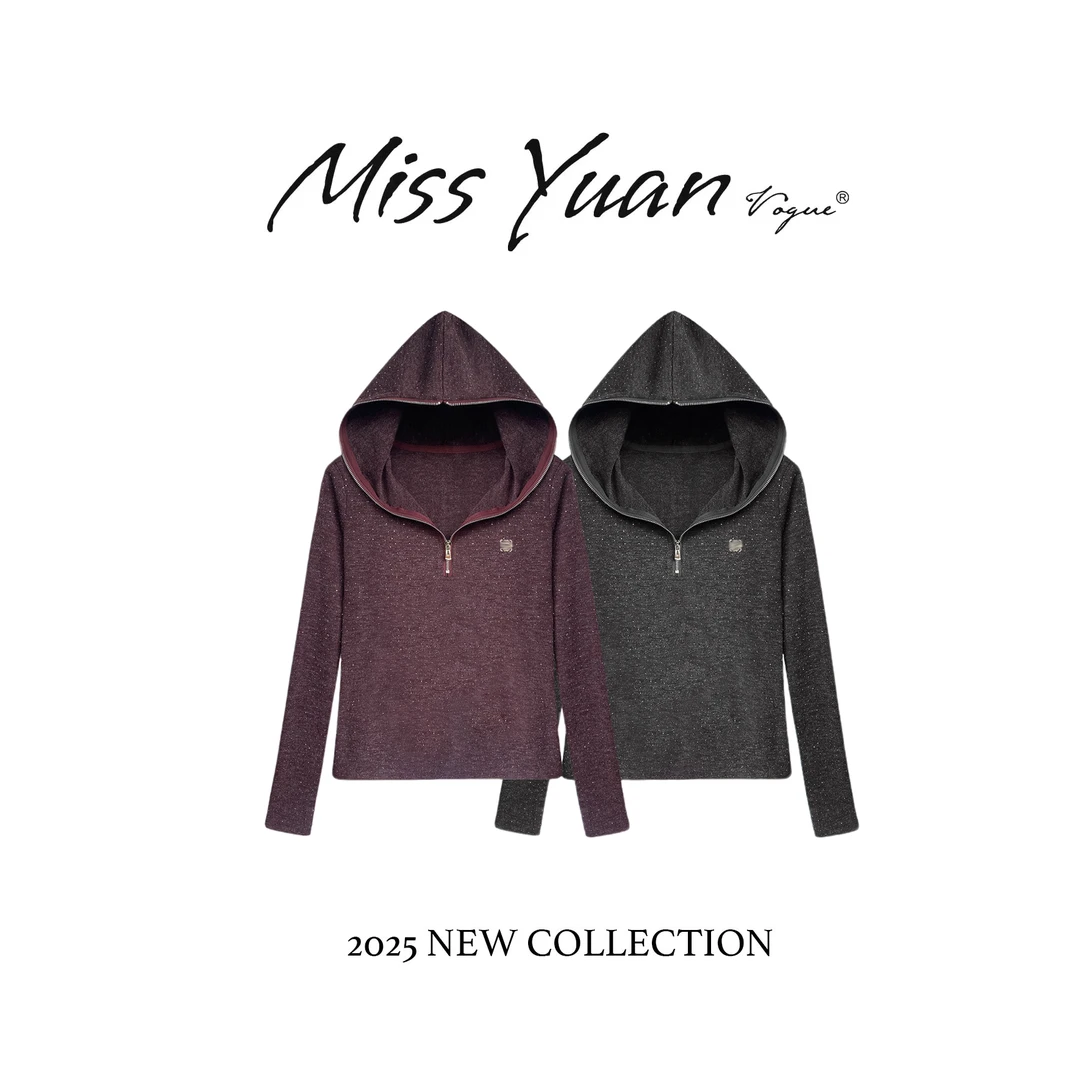 M.Y媛总 2024秋季CSIN复古时尚连帽T恤显瘦百搭休闲上衣#63901