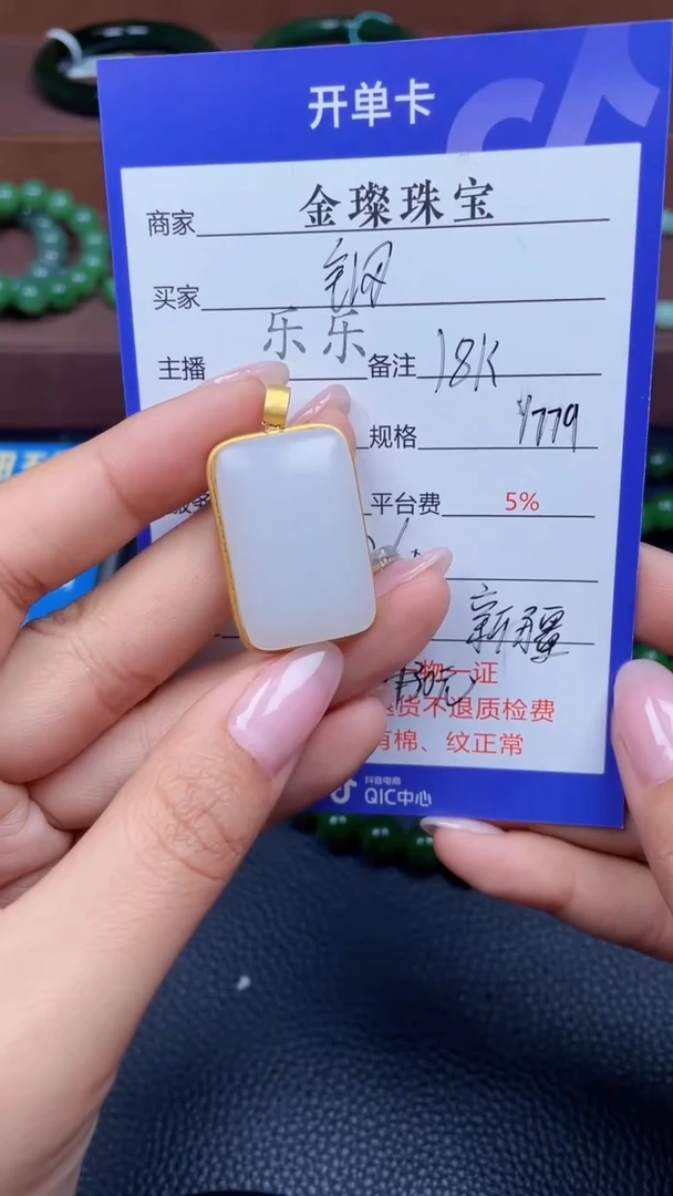 颈饰18K金镶嵌和田玉钢*家Y779