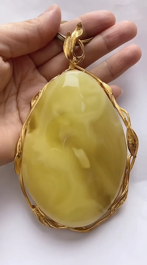 【闪购商品】琥珀裸石银S925镶嵌琥珀吊坠