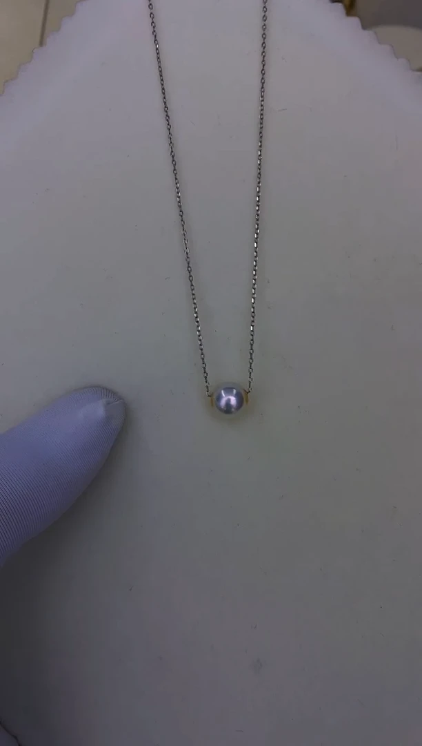 18K金镶嵌akoya路路通款吊坠海水珍珠满**宸8-9mm（赠链）