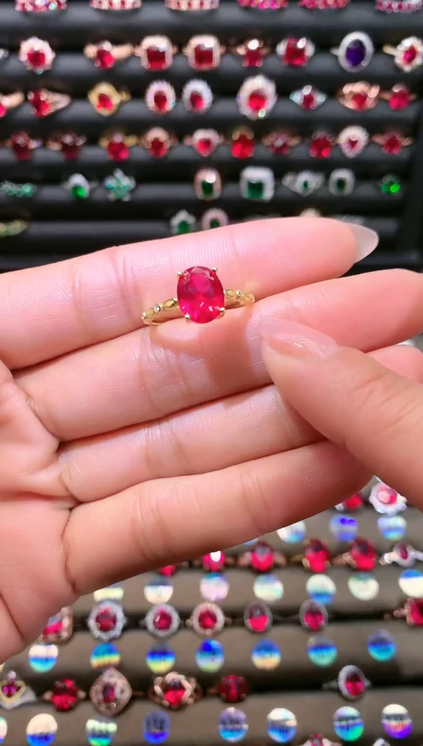 【闪购商品】红宝石戒指银S925镶嵌810金