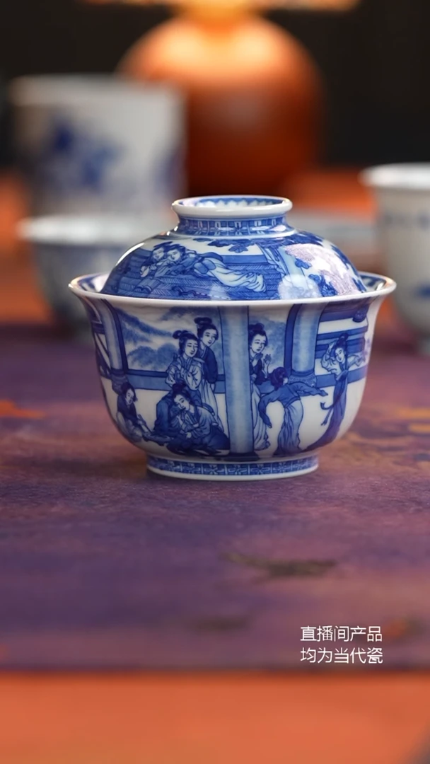 天心传人手造汉宫春晓二才盖碗