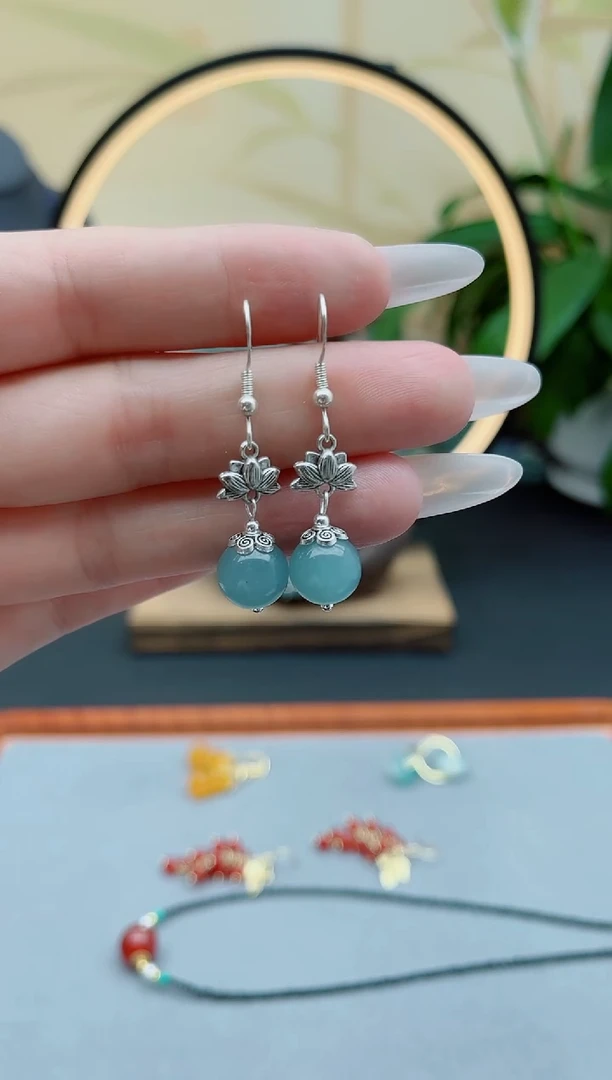 玛瑙/玉髓耳饰银S925镶嵌01