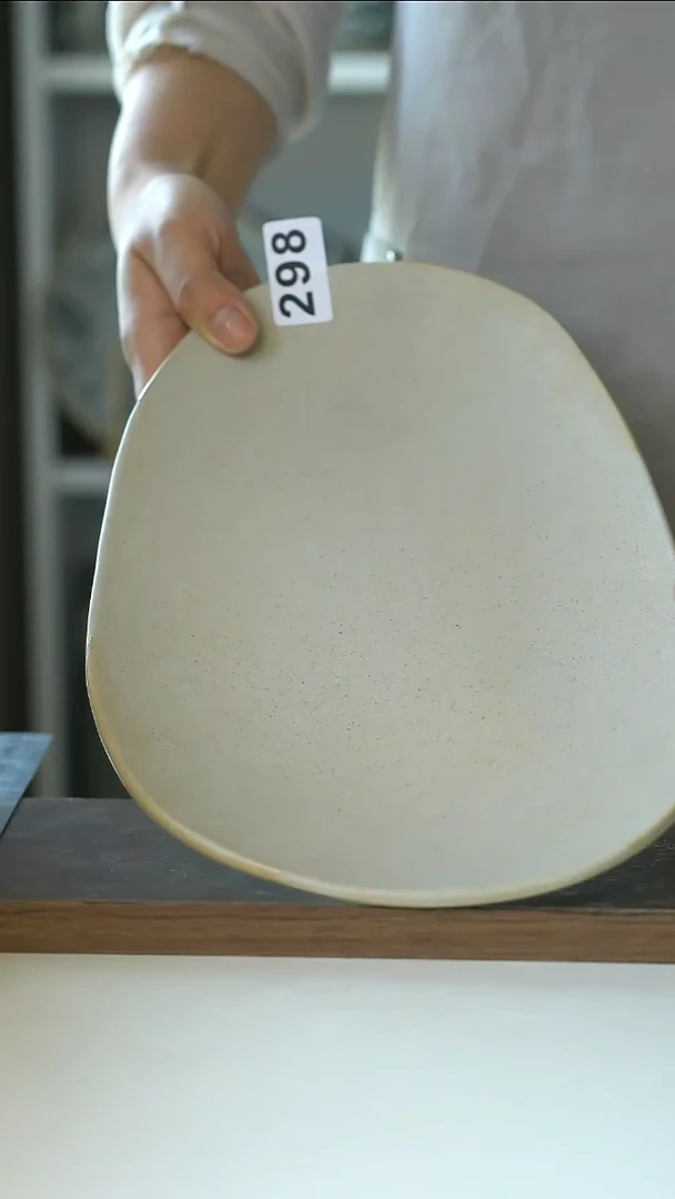 陶瓷298粗陶椭圆不规则盘@4-2@